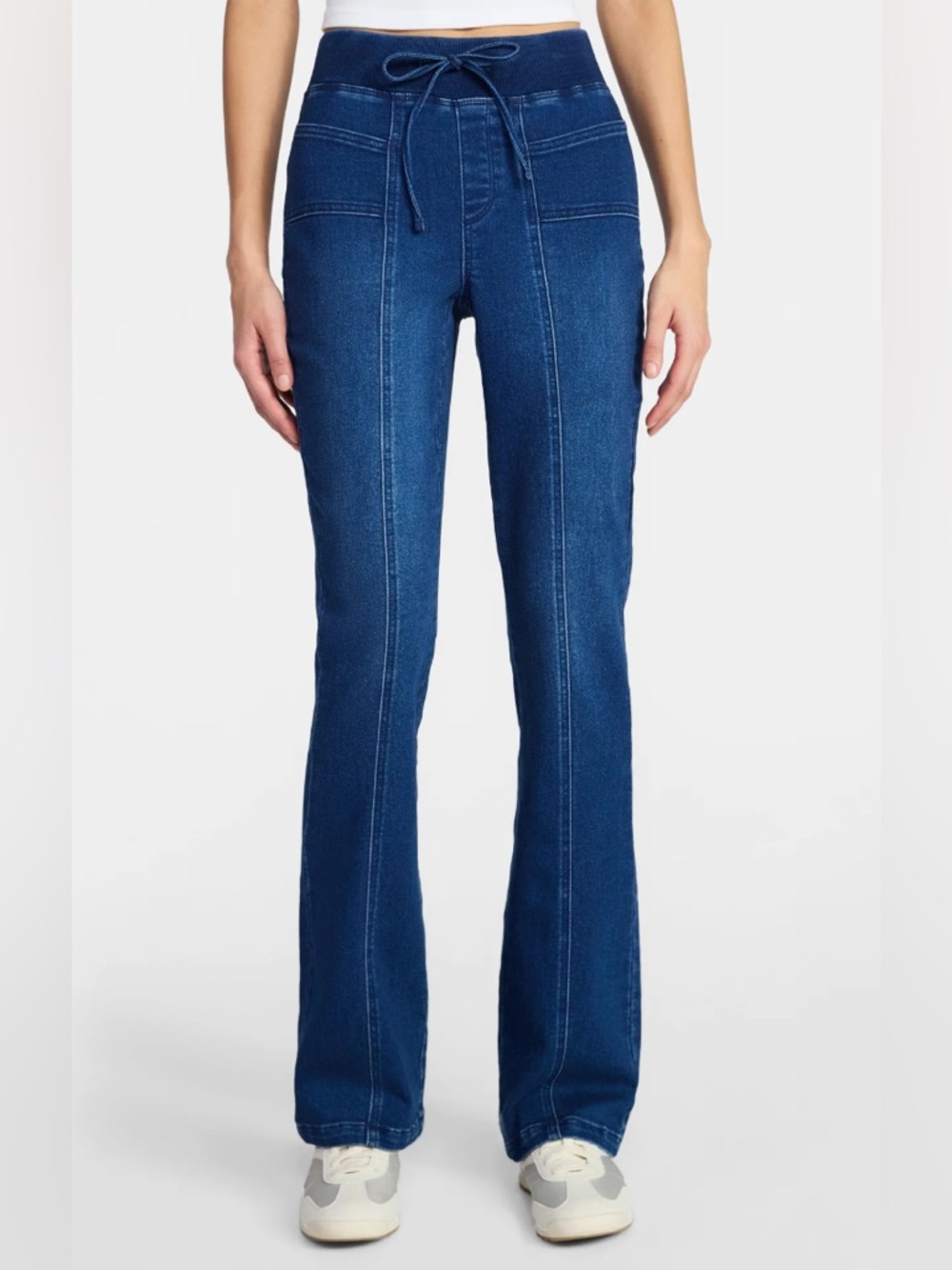 Dark Blue Flare Knit-Waist Pants (super soft)